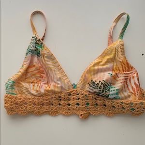 Orange floral bikini top